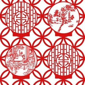 Chinoiserie Scenes through a red-based moon gate by Su_G_©SuSchaefer