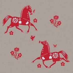 Year of the Horse Papercut Fabric