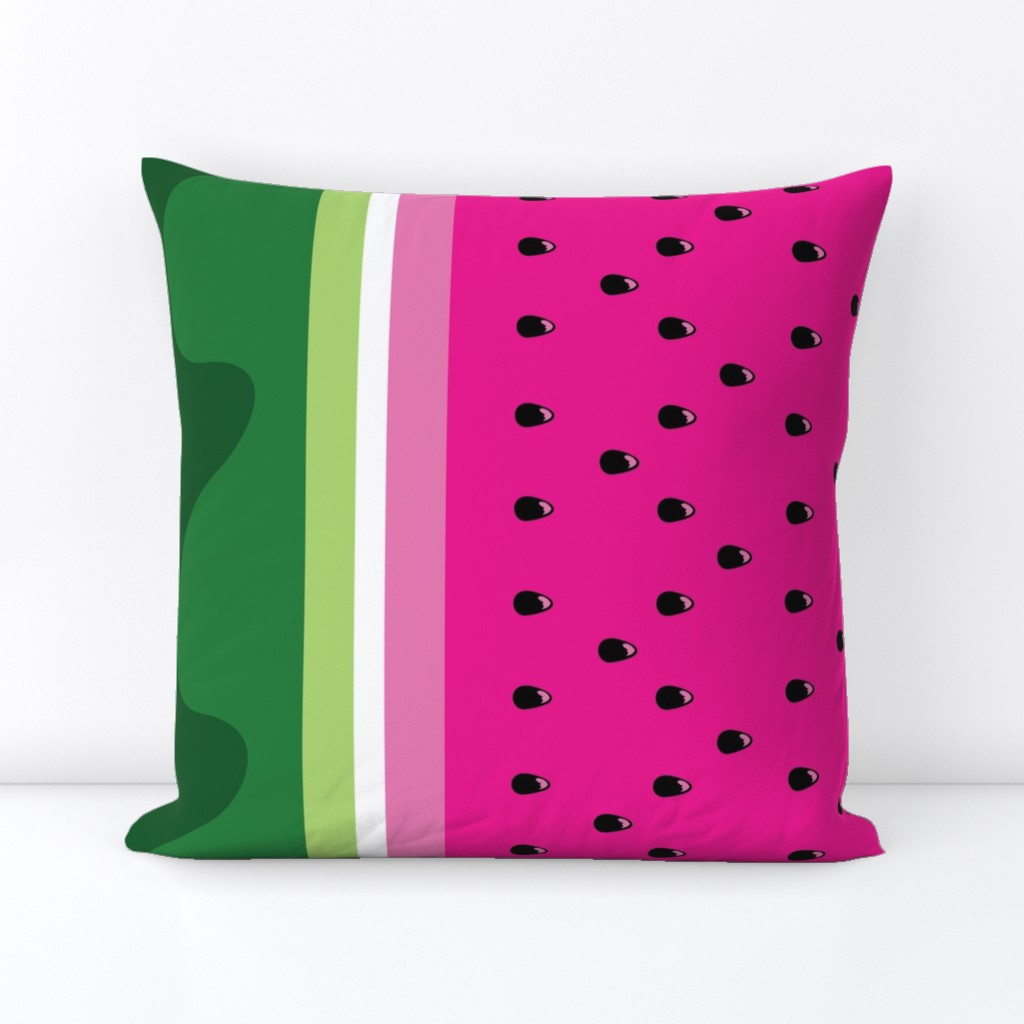 Bright Watermelon border print fabric - seedy edition