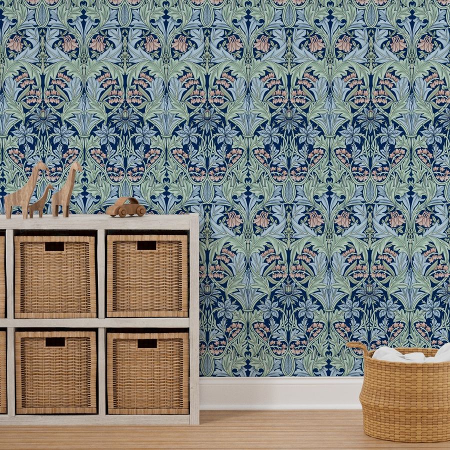 William Morris Bluebell/Columbine Wallpaper | Spoonflower