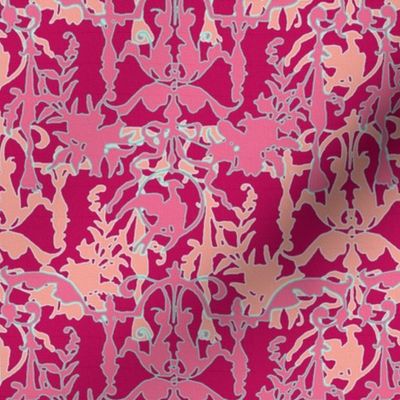 1892 Bird On a Wire Damask ~ Rose de Pompadour, Palazzo Sessa, Tuileries, Cupid and Duchess