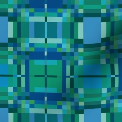 Blue Green Pixellated Geometric 2 © Gingezel™
