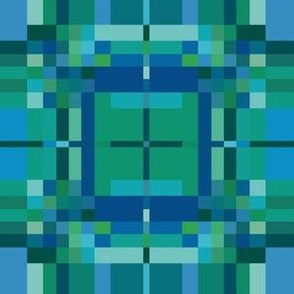 Blue Green Pixellated Geometric 2 © Gingezel™