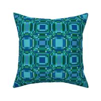 Blue Green Pixelated Geometric © Gingezel™