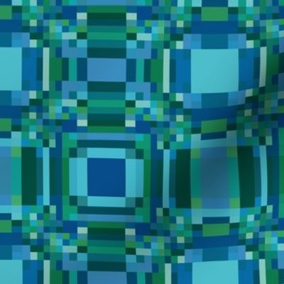 Blue Green Pixelated Geometric © Gingezel™