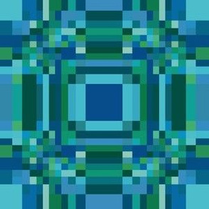 Blue Green Pixelated Geometric © Gingezel™