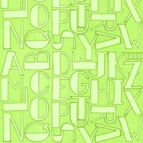 Alphabet in pea green