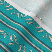 Art Nouveau Greyhound Dogs:  teal and cream