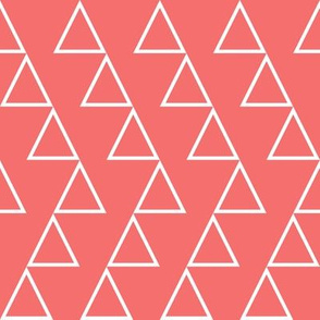 Dancing Triangles- white on coral-EK