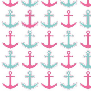 Anchor's Away! Pink and Aqua