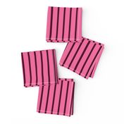 Wide pink stripes on narrow dark brown stripes.