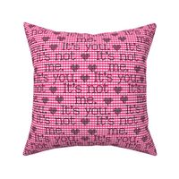 It's not me.  It's you.  On pink gingham base