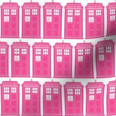 Tiny pink police boxes