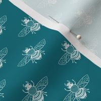 Baby Bee White on Teal