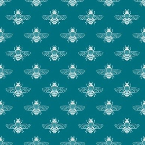 Baby Bee White on Teal