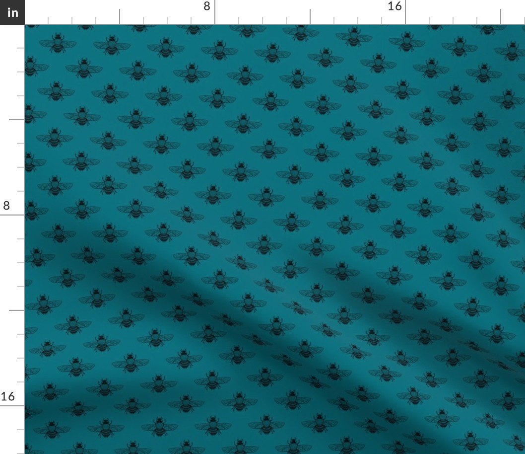 Baby Bee Black on Teal