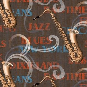 Music Jazz Saxophone Sax Spoonflower Fabric by the Yard 