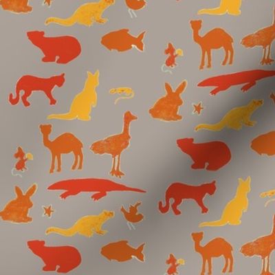 Animals Around the World in Orange and Gray