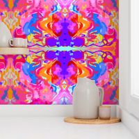 Hot Pink and Orange Tribal Watercolor - Large Print