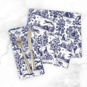Navy Blue and White Toile with greyhounds