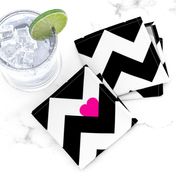 Heart & Chevron - Black/Pink