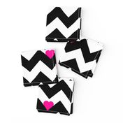 Heart & Chevron - Black/Pink