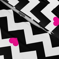 Heart & Chevron - Black/Pink