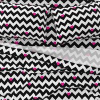 Heart & Chevron - Black/Pink