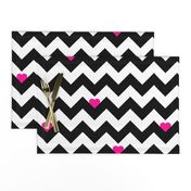 Heart & Chevron - Black/Pink