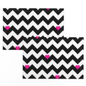 Heart & Chevron - Black/Pink