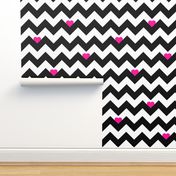 Heart & Chevron - Black/Pink