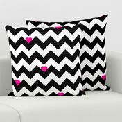 Heart & Chevron - Black/Pink