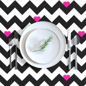 Heart & Chevron - Black/Pink