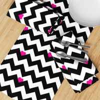 Heart & Chevron - Black/Pink