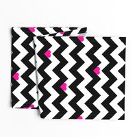 Heart & Chevron - Black/Pink