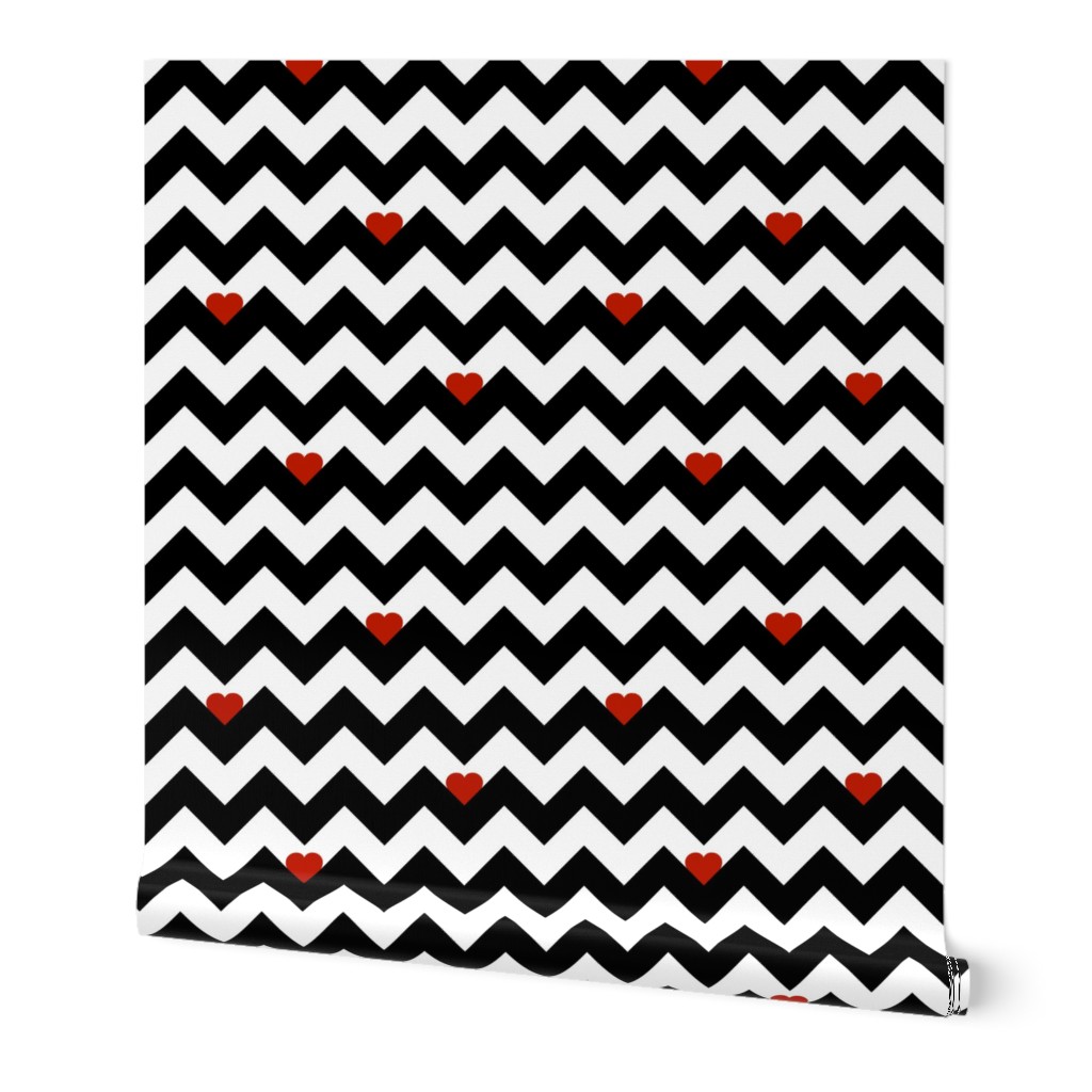 Heart & Chevron - Black/Red