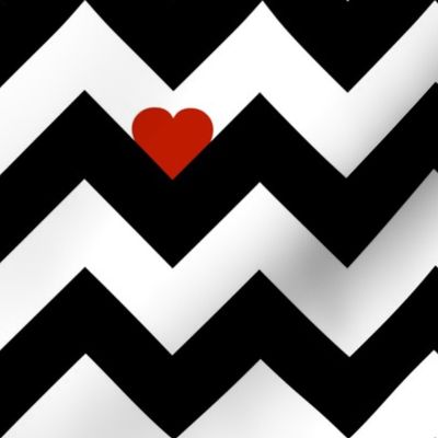 Heart & Chevron - Black/Red