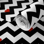 Heart & Chevron - Black/Red