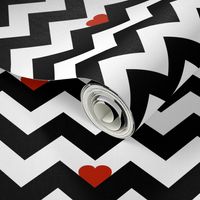 Heart & Chevron - Black/Red