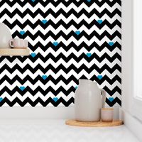 Heart & Chevron - Black/Blue