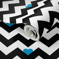 Heart & Chevron - Black/Blue