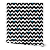 Heart & Chevron - Black/Blue