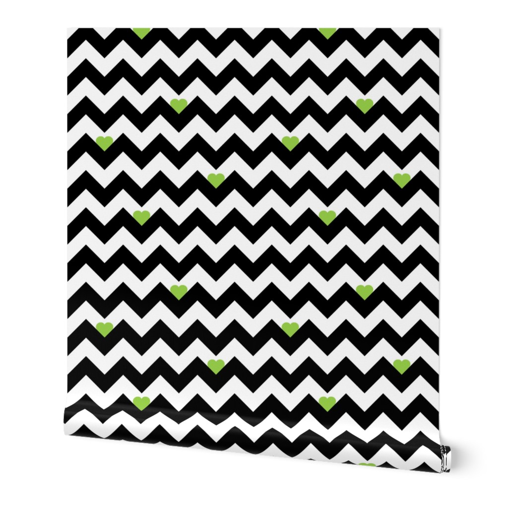 Heart & Chevron - Black/Green