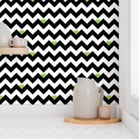 Heart & Chevron - Black/Green