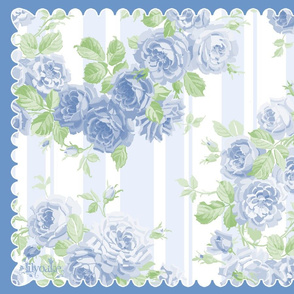 Tea Towel ROSES Blue