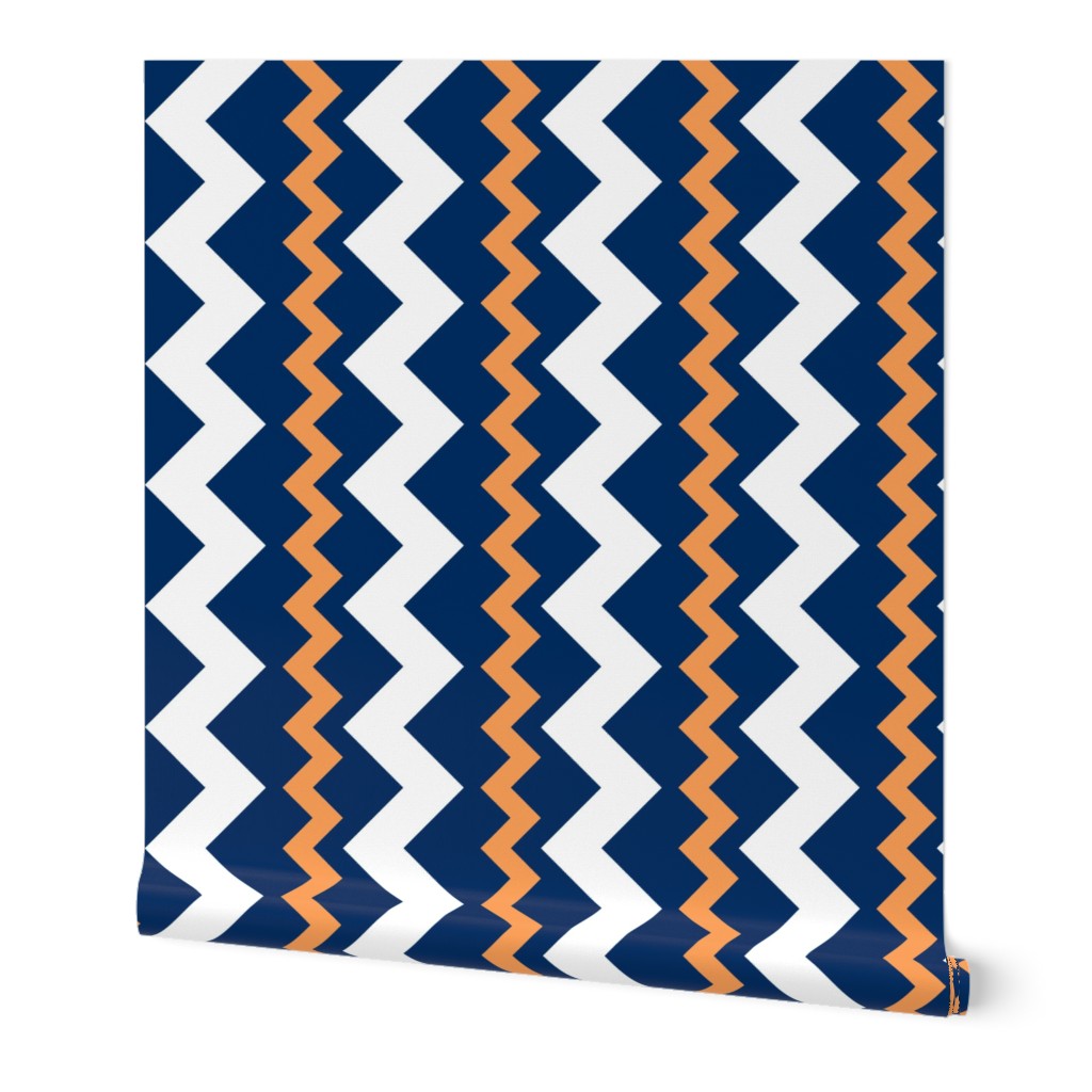 Two Frequency Chevrons orange - navy - white