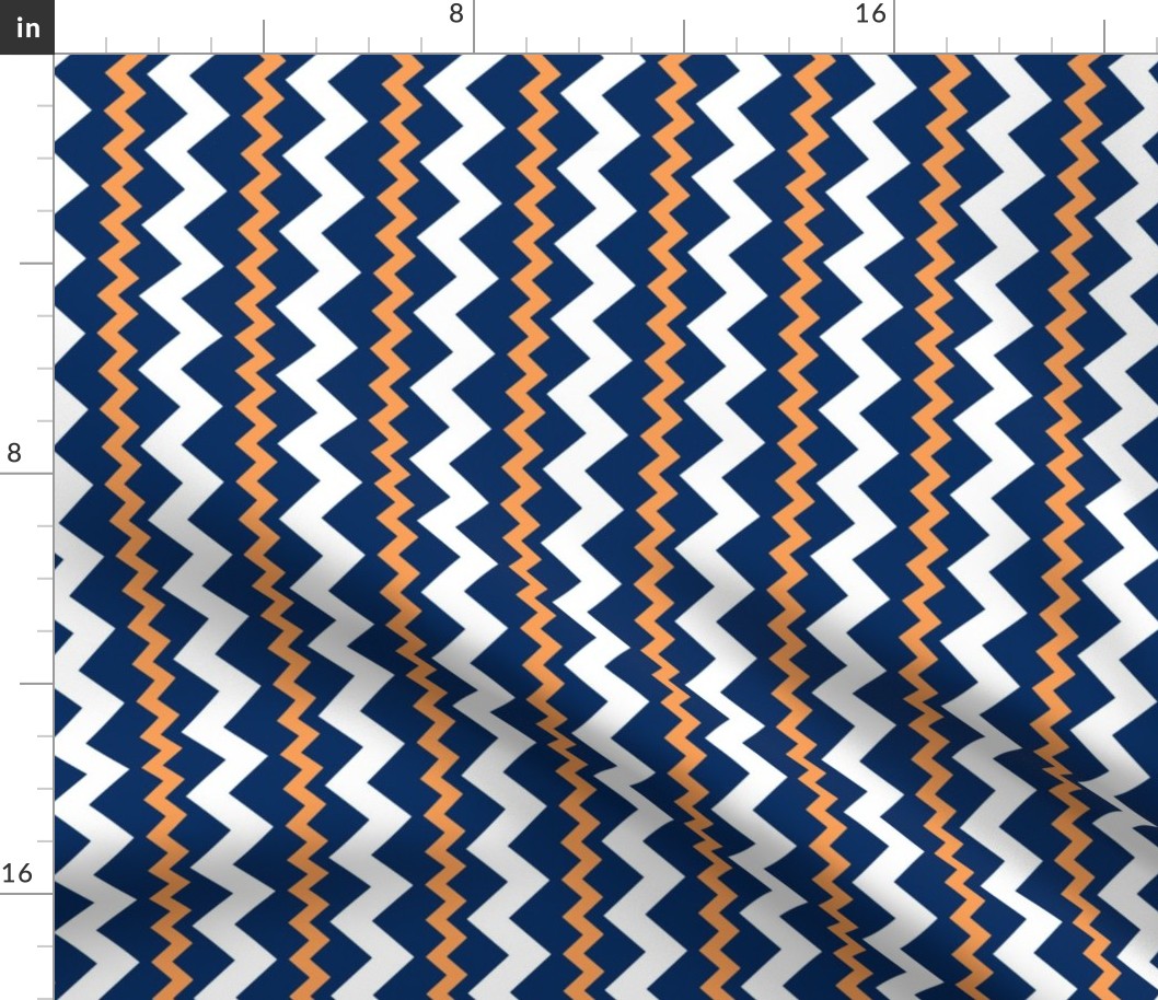 Two Frequency Chevrons orange - navy - white