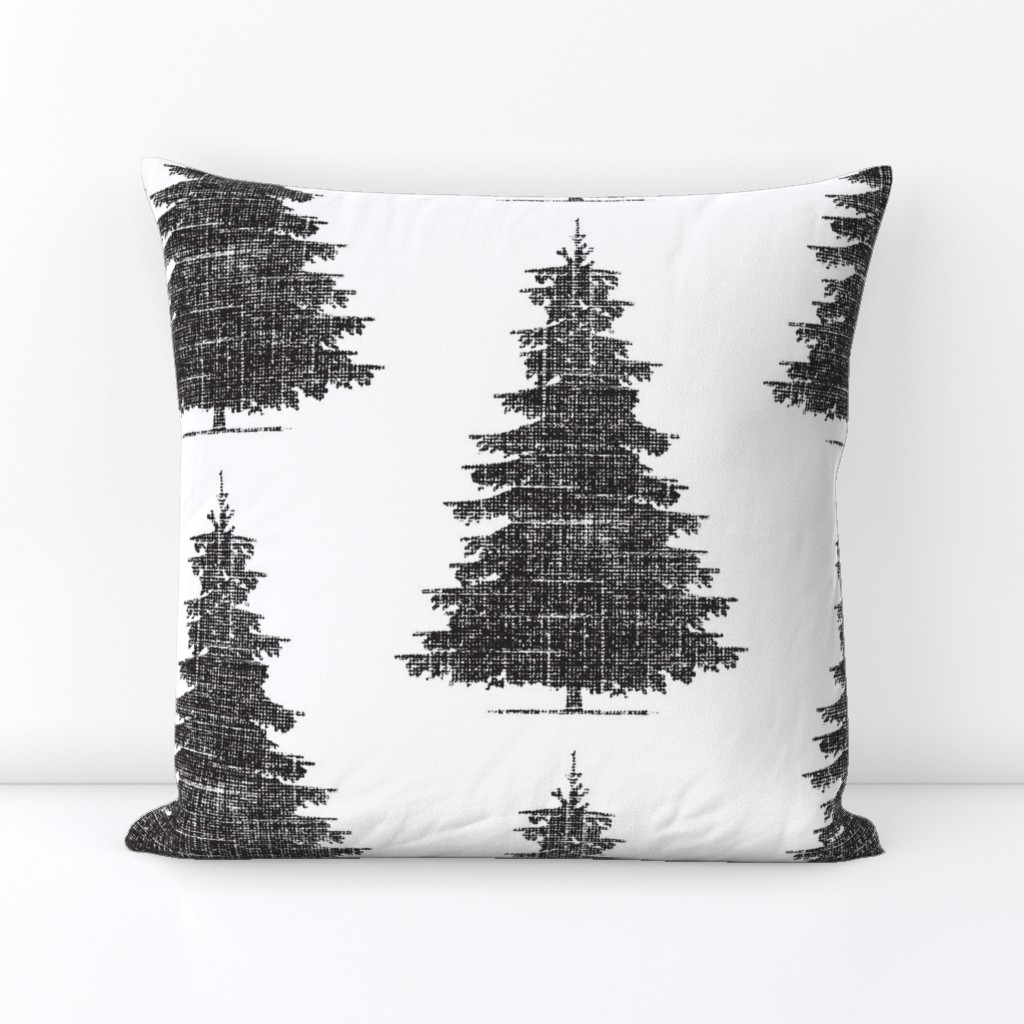 Forest Birch Tree in Textured Linen Black