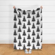 Forest Birch Tree in Textured Linen Black