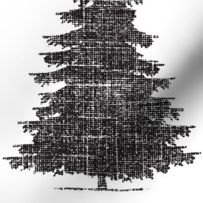 Forest Birch Tree in Textured Linen Black